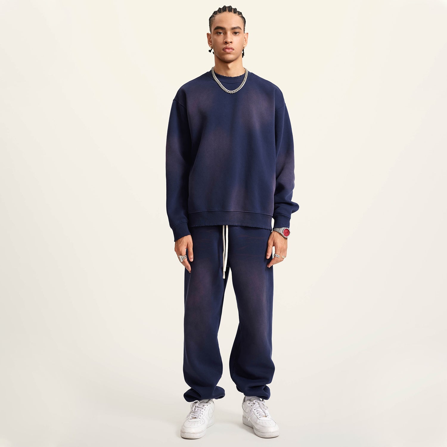 Front Mz Kittyz Bearz Bear - (Royal Blue)Streetwear Unisex Monkey Washed Dyed Fleece Pullover #MzKittyz #NikkiDKatArt