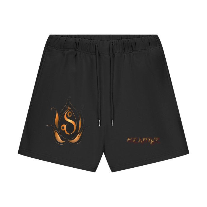 Front Mz Kittyz Hearts of Fire - Streetwear Unisex Heavyweight 460G Fleece Loose Fit Shorts #MzKittyz #NikkiDKatArt