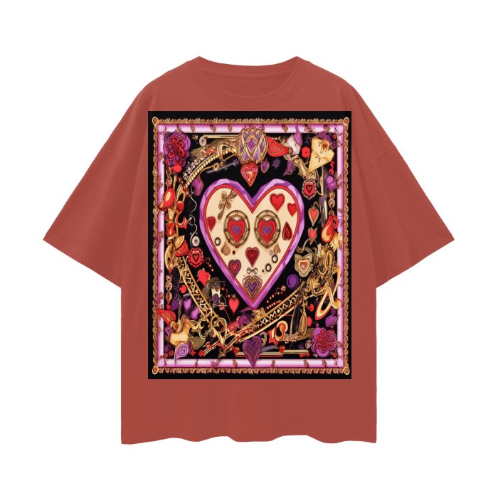 Front Mz Kittyz V-Day Heart Design - Streetwear Unisex 100% Cotton Loose Basic Tee - up to 2XL - 100% Cotton #MzKittyz #NikkiDKatArt