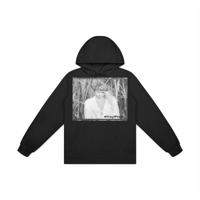 Front Nikki d'Kat #Pray4Peace - Unisex Basic 100% Cotton Hoodie in 5 colors #MzKittyz #NikkiDKatArt