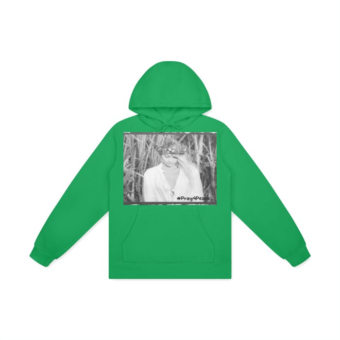 Front Nikki d'Kat #Pray4Peace - Unisex Basic 100% Cotton Hoodie in 5 colors #MzKittyz #NikkiDKatArt