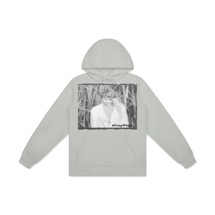 Front Nikki d'Kat #Pray4Peace - Unisex Basic 100% Cotton Hoodie in 5 colors #MzKittyz #NikkiDKatArt