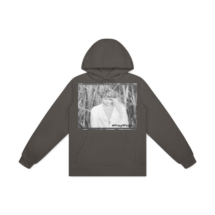 Front Nikki d'Kat #Pray4Peace - Unisex Basic 100% Cotton Hoodie in 5 colors #MzKittyz #NikkiDKatArt