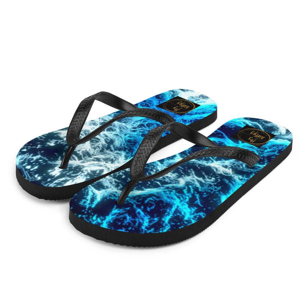 Front L, Oceanic Waves - Unisex Flip-Flops Flip Flops #MzKittyz #NikkiDKatArt