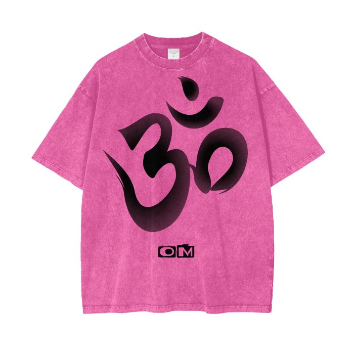 Front OM Symbol Streetwear Unisex Oversized Snow Wash T-Shirt - Various Colors #MzKittyz #NikkiDKatArt