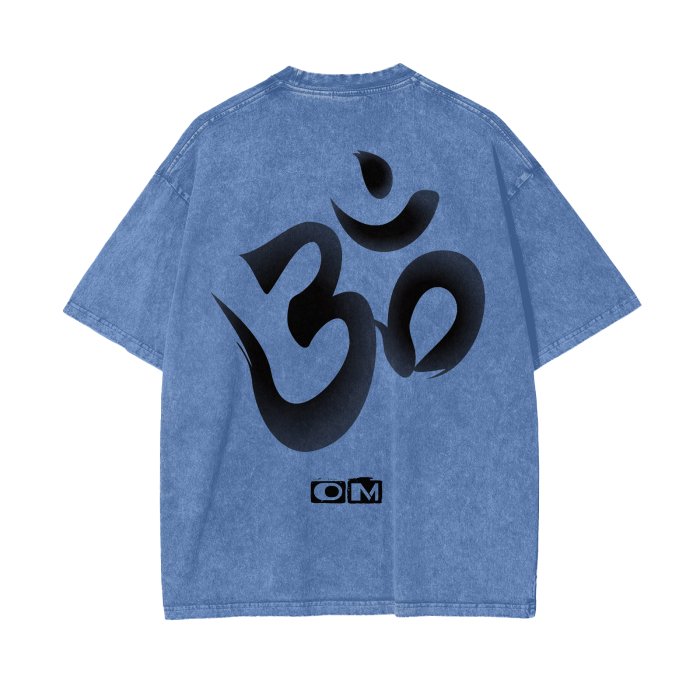 Front OM Symbol Streetwear Unisex Oversized Snow Wash T-Shirt - Various Colors #MzKittyz #NikkiDKatArt