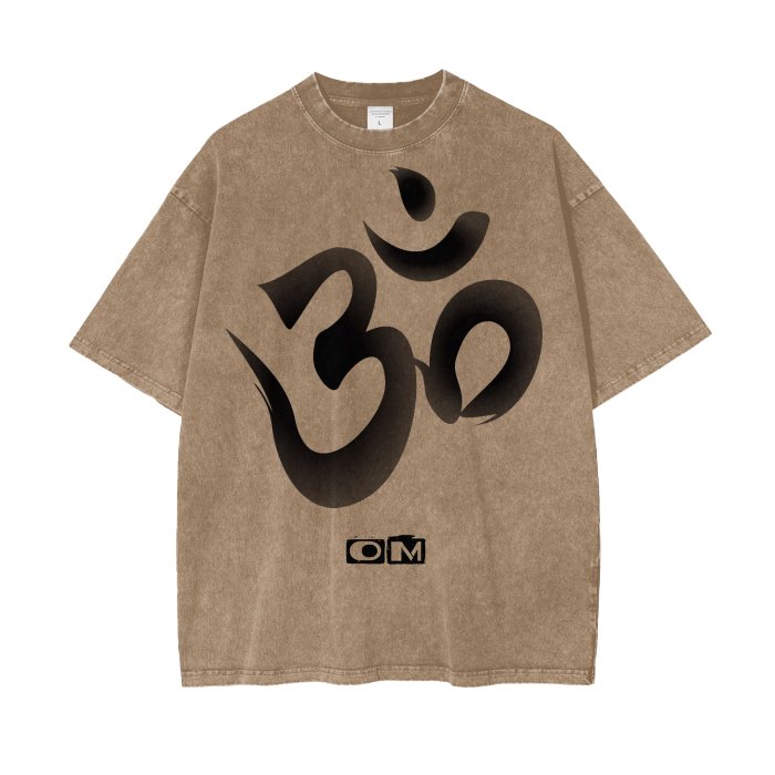 Front OM Symbol Streetwear Unisex Oversized Snow Wash T-Shirt - Various Colors #MzKittyz #NikkiDKatArt