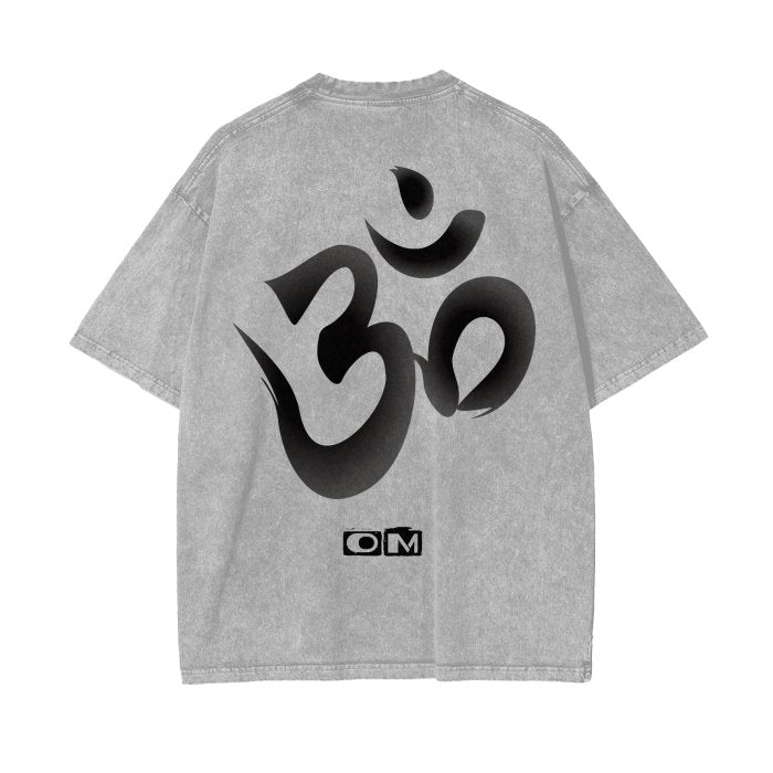 Front OM Symbol Streetwear Unisex Oversized Snow Wash T-Shirt - Various Colors #MzKittyz #NikkiDKatArt