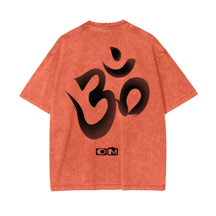 Front OM Symbol Streetwear Unisex Oversized Snow Wash T-Shirt - Various Colors #MzKittyz #NikkiDKatArt