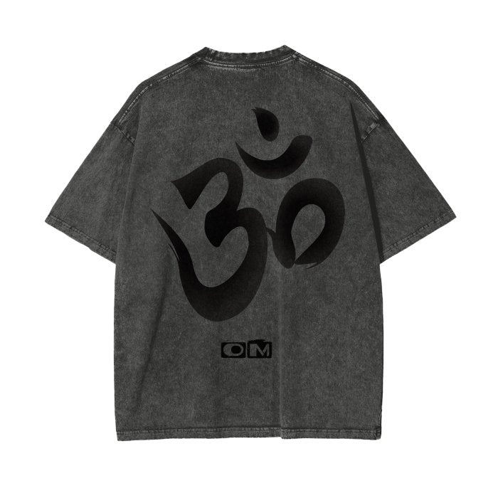 Front OM Symbol Streetwear Unisex Oversized Snow Wash T-Shirt - Various Colors #MzKittyz #NikkiDKatArt