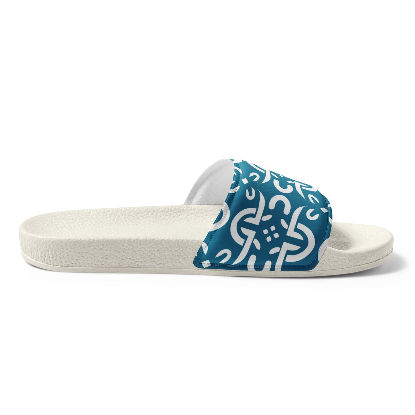 Front Tribal Signature Blue Design - Women's Slides - White soles - Slippers- Shower Shoes #MzKittyz #NikkiDKatArt