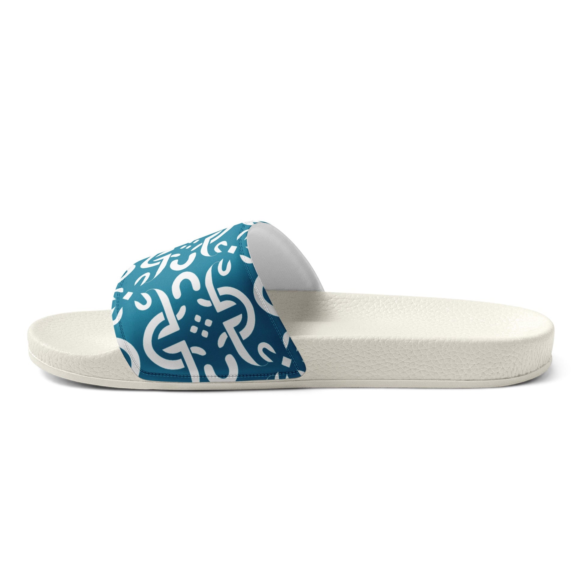 Front Tribal Signature Blue Design - Women's Slides - White soles - Slippers- Shower Shoes #MzKittyz #NikkiDKatArt