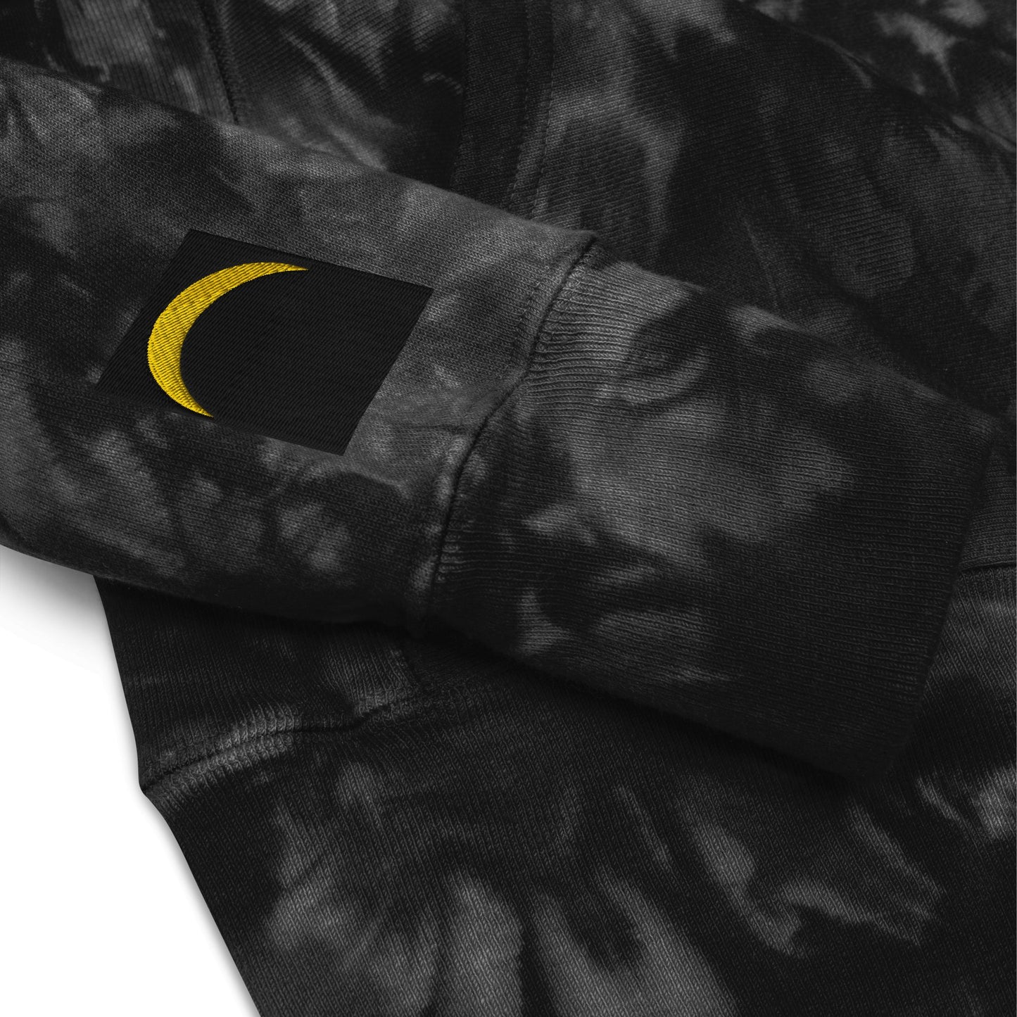 Front Unisex Champion Tie-Dye hoodie with Embroidered Solar Eclipse Sizes up to 2XL Hoodie #MzKittyz #NikkiDKatArt