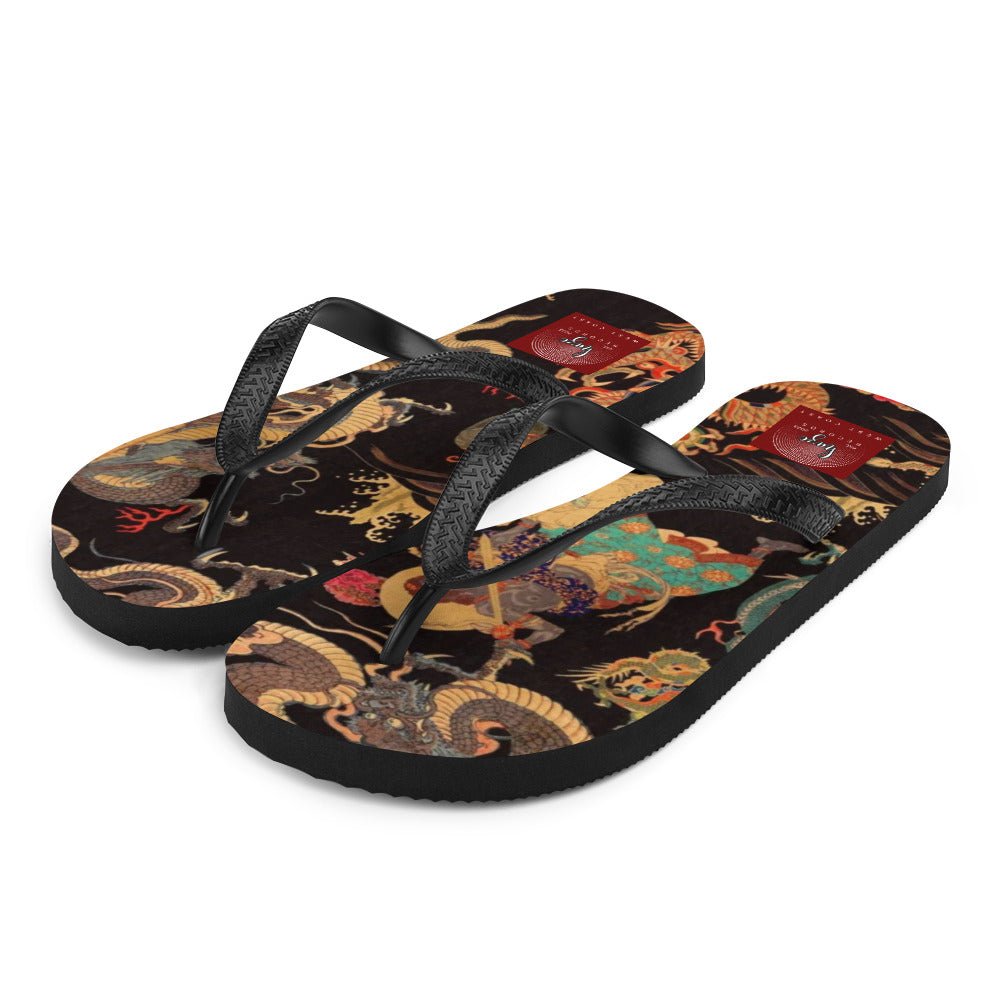 Front Unisex Flip-Flops Chinese Snake & Dragon Signature Flip Flops #MzKittyz #NikkiDKatArt