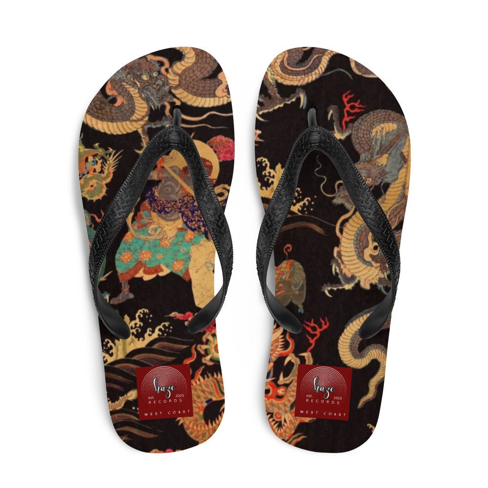Front Unisex Flip-Flops Chinese Snake & Dragon Signature Flip Flops #MzKittyz #NikkiDKatArt