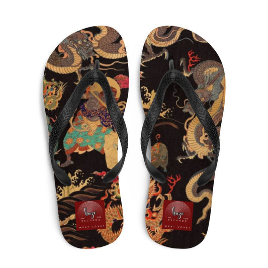 Front Unisex Flip-Flops Chinese Snake & Dragon Signature Flip Flops #MzKittyz #NikkiDKatArt